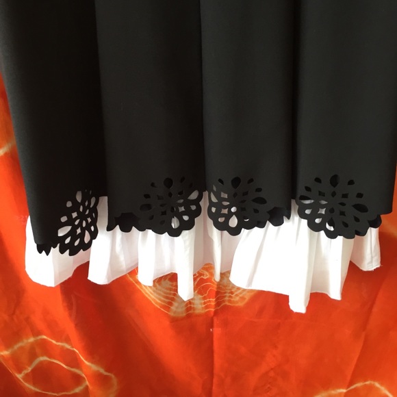 Babylon Black Dress LaserCut Trim Flared White Hem - Picture 9 of 12